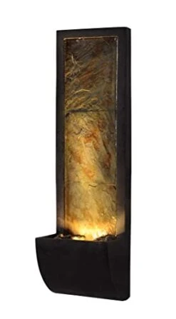 Kenroy Home Rustic Indoor/Outdoor Wall Fountain ,37 Inch Height, 10 Inch Width, 8.5 Inch Ext. With Black Finish And Slate -Illumihome Store 31y4Tl4diWL.01 SL500