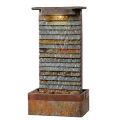 Kenroy Home Rustic Indoor/Outdoor Table Fountain,19 Inch Height, 10 Inch Width, 6 Inch Ext. With Slate And Copper