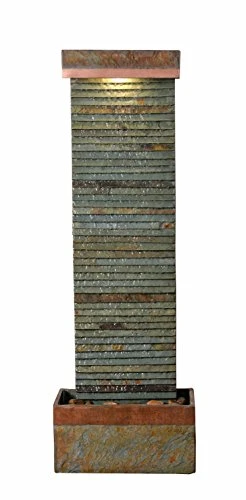 Kenroy Home 51013SLCOP Stave Indoor/Outdoor Fountain With Light, 48 Inch Height, Natural Green Slate And Copper Finish