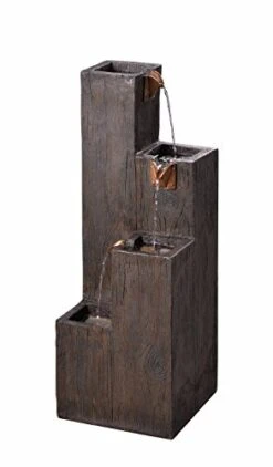 Kenroy Home 51017WDG Indoor/Outdoor Floor Fountain, 34 Inch Height, 12.25 Inch Width, 12.25 Inch Ext, Wood Grain