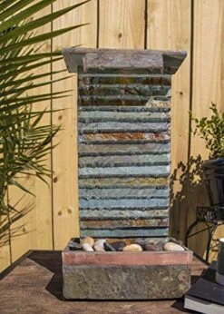 Kenroy Home Rustic Indoor/Outdoor Table Fountain,19 Inch Height, 10 Inch Width, 6 Inch Ext. With Slate And Copper -Illumihome Store 519T2rPGL4L.01 SL500